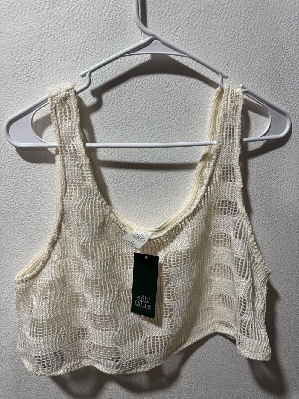 Wild Fable Cream Mesh Crop Top Size Small - Picture 2 of 5